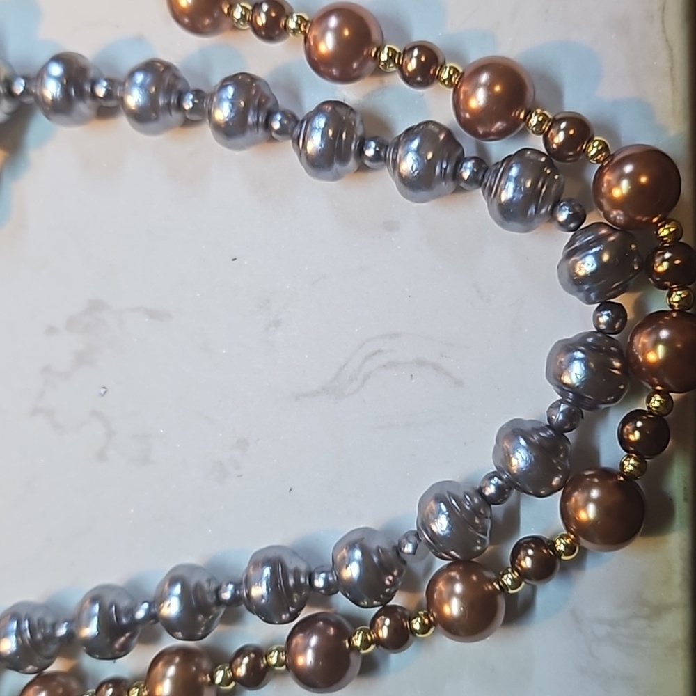Set of 2 pearl imitation necklace